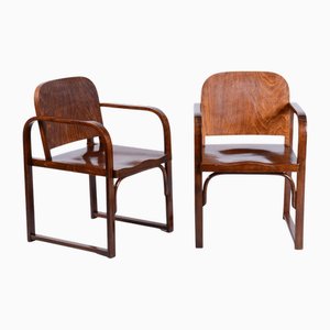 Czech Art Deco Armchairs in Beech attributed to Tatra, Pravenec, 1930s, Set of 2