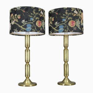 Large Brass Table Lamps, Denmark, 1960s, Set of 2