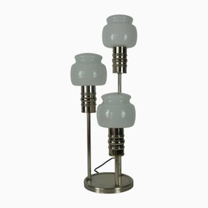 Mid-Century Chrome and Opaline Glass Table Lamp, Germany, 1960s