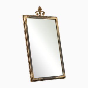 Miroir Style Louis XVI Néoclassique en Laiton Patiné, 1960s