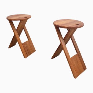 Gefaltete Hocker aus Holz von Adrian Reed, 1970, 2er Set