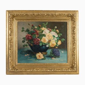 Napoleon III Artist, Bouquet of Flowers, 19th Century, Oil on Canvas, Framed