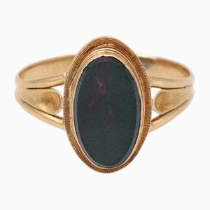 Anillo de sello de relicario victoriano con piedra de sangre