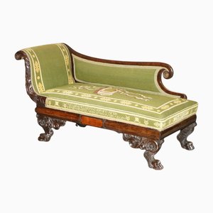 Antike Regency Bestickte Hartholz Chaiselongue, 1810