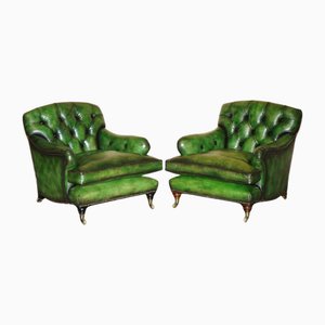 Set de Chaises Bridgewater Chesterfield Antiques en Cuir Vert de Howard & Sons