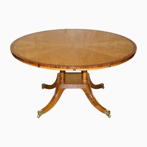 Table de Salle à Manger Jupe Ronde à Rallonge en Ronce de Chêne