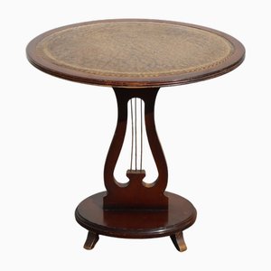 Vintage French Console Table in Walnut and Leather, 1960s