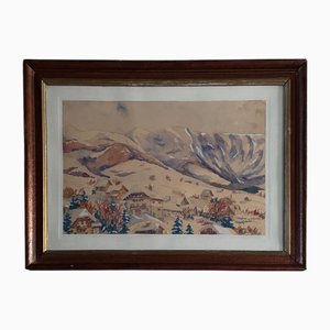Robert Gaillard, Megève, 1944, Watercolor on Paper, Framed