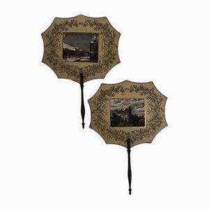 Paraventi Napoleone III in carta fronte-retro con incisione, set di 2