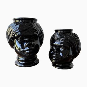 Glass Moor Heads, 20th Century, Set of 2