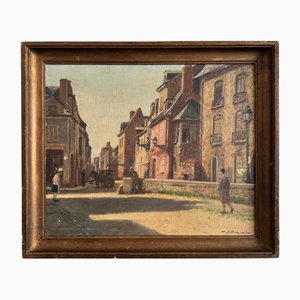 Jacques Louis Barcat, Scena di strada, Olio su tela, XX secolo