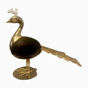 Large Brass and Ostrich Egg Peacock by Antonio Pavia, 1970