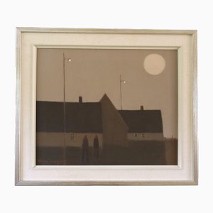 Lever De Lune, Peinture À L'Huile, Encadré