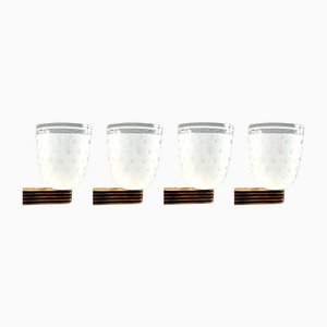 Art Deco Wall Lights in Blown Glass and Brass, Italy, 1940s, Set of 4