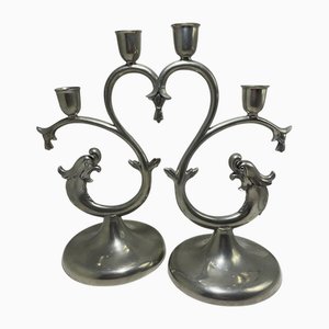 Pewter Candleholders from K. E. & Co., Eskilstuna, 1931, Set of 2