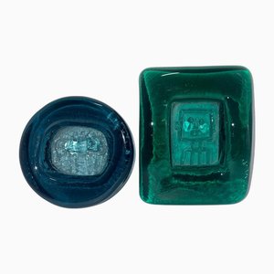 Cendriers Robot en Verre attribués à Erik Höglund, 1960, Set de 2