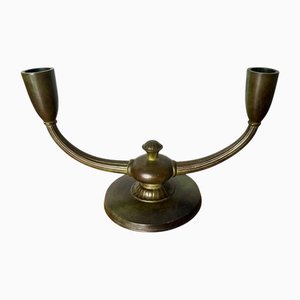 Art Deco Bronze Candelabra attributed to GAB, Sweden, 1930s