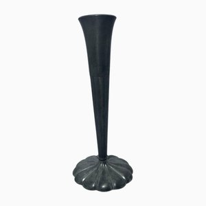 Art Deco Pewter Vase with Fluted Base by Just Andersen, Denmark, 1930s