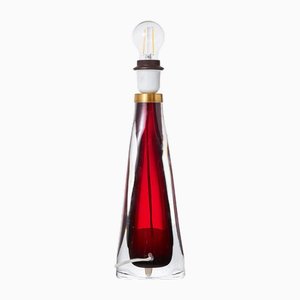 Mid-Century Modern Ruby Red Glass Table Lamp attributed to Carl Fagerlund for Orrefors, Sweden, 1960s