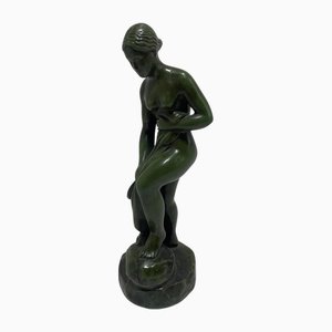 Scultura di donna nuda in metallo da discoteca di Just Andersen, anni '30