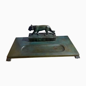 Bronze Lion Inkwell from GAB, 1930s