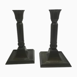 Candleholders in Disco Metal by Just Andersen, 1920s, Set of 2