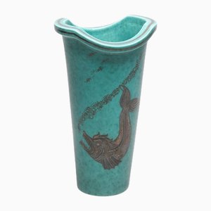 Argenta Vase in Silver with Sea Creature Motif by Wilhelm Kåge for Gustavsberg, Sweden, 1930s