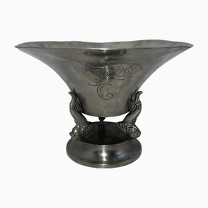 Cuenco decorativo sueco moderno de estaño de GAB, años 30