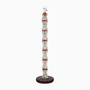 Floor Lamp in Orange and Clear Glass attributed to Carl Fagerlund for Orrefors, Sweden, 1960s