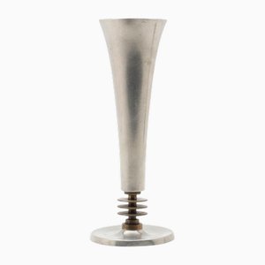 Modernist Pewter Vase with Brass Detai from GAB, Sweden, 1930s