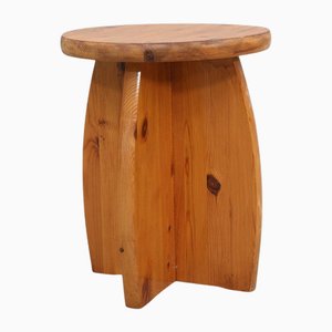 Swedish Rustic Pine Stool, 1970s
