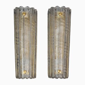 Large Wall Sconces attributed to Carl Fagerlund for Orrefors, Sweden, 1960s, Set of 2