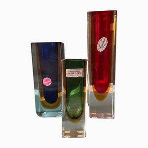 Sommerso Murano Glass Vases attributed to Flavio Poli for Seguso, Italy, 1950s, Set of 3