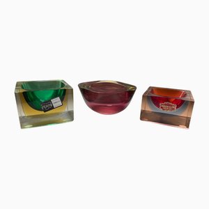 Sommerso Murano Glass Bowls attributed to Flavio Poli for Seguso, Italy, 1950s, Set of 3