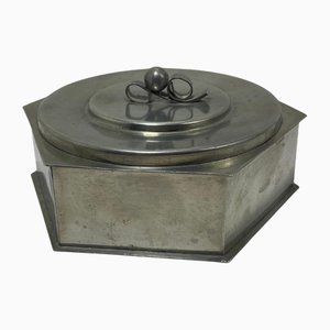 Pewter Lidded Box with Scroll Handle from Svenskt Tenn, Sweden, 1936
