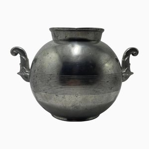 Swedish Art Deco Pewter Vase with Scroll Handles from GAB, 1939