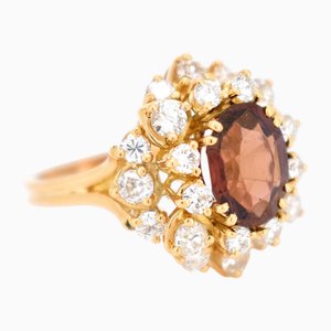 Vintage Cocktail Ring with Tourmaline and Diamonds