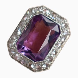 Art Deco Cocktail Ring with Amethyst and Diamonds, 20th Century