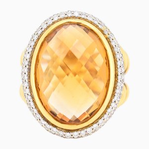 Bague Cocktail en Or 18 Carat, Citrine et Diamant par David Yurman