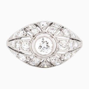 Bague Art Déco en Platine et Diamants, 20ème Siècle