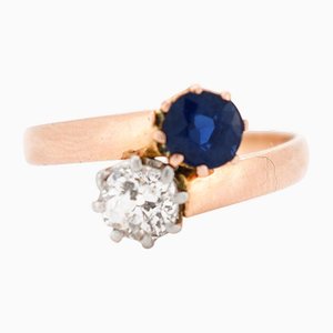 Bague Toi et Moi Diamants et Saphirs Belle Époque, années 1890-1910
