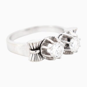 Bague Toi et Moi, Or 18 carats, Platine et Diamants, XXe Siècle, Platine