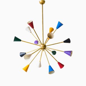 Vintage Sputnik Kronleuchter aus Messing, 1960er