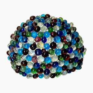 Lámpara de hierro y cristal de Murano hecha a mano, años 50