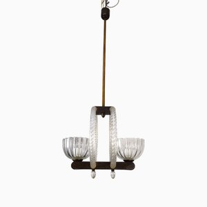 Lustre Vintage à Deux Lampes de Barovier, 1940s