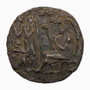 Vintage Brutalist Bronze Wall Plaque of Hippokrates by Fritz Nuss for Buderus / Thomae, 1981