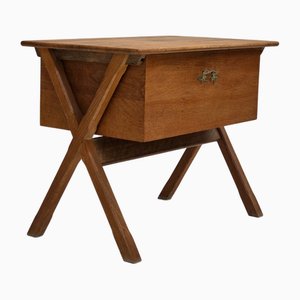 Tavolino vintage con cassetto in quercia e teak, Scandinavia, anni '70