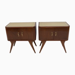 Mid-Century Modern Italian Walnut and Thuja Root Nightstands, 1950s, Set of 2