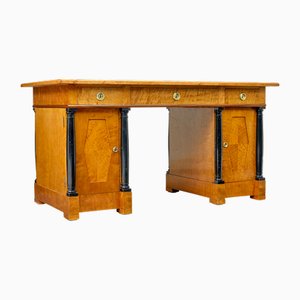 Swedish Carved Birch Pedestal Desk, 1890