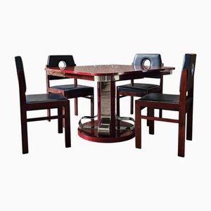Dining Table and Chairs, Italy, 1970s, Set of 5